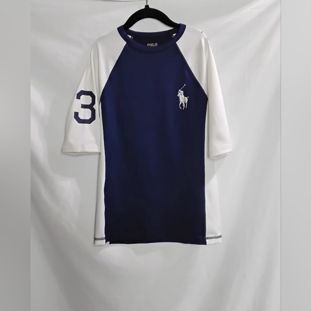 Polo Ralph Lauren Boys Rashguard Shirt 3 Qtr Sleeve Big Pony Size Med Swim Top